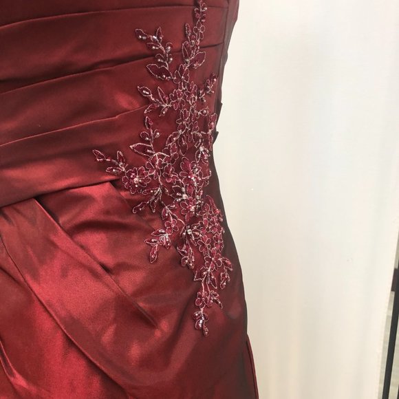 NEW 2-Piece Cranberry Mother of the Bride/Groom Formal Holiday Dress SIZE 6 - Picture 4 of 14